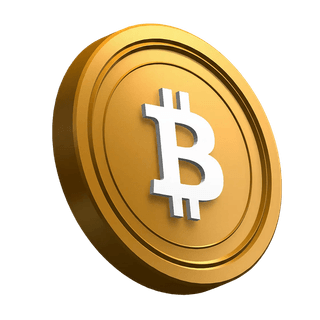 In de herogedeelte geplaatste Bitcoin BTC-munt onder een schuine hoek als visueel element
